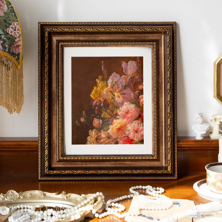 Ornate Vintage Floral Art Frame for Home