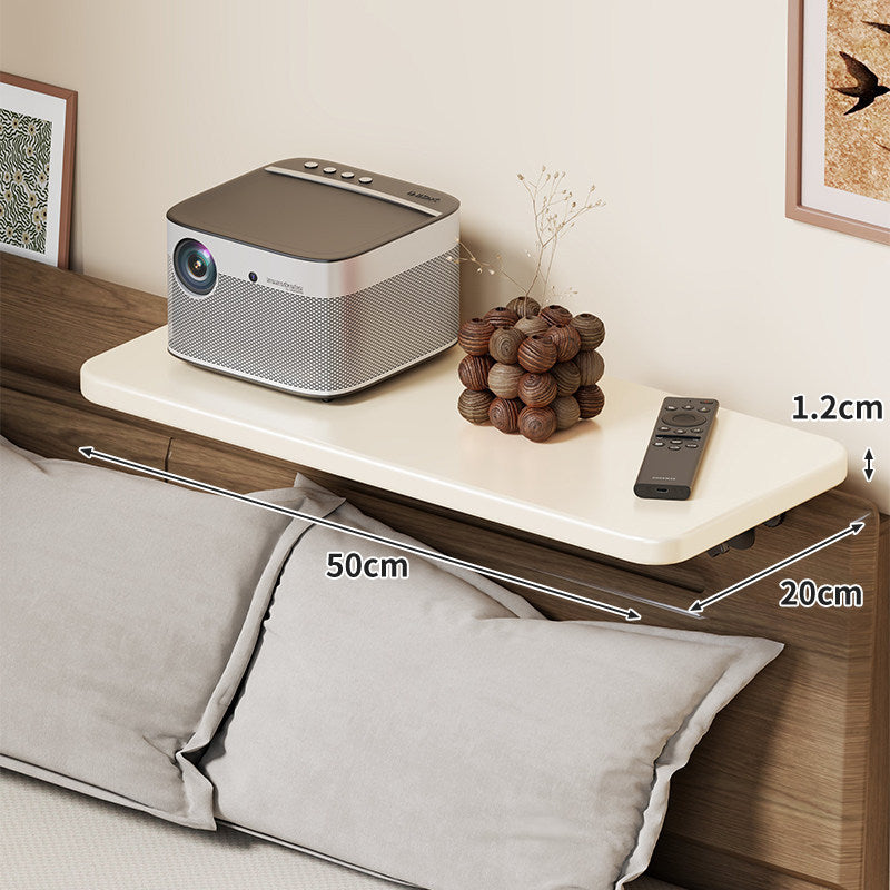Headboard-Mounted Floating Bedside Shelf for Projectors and Devices