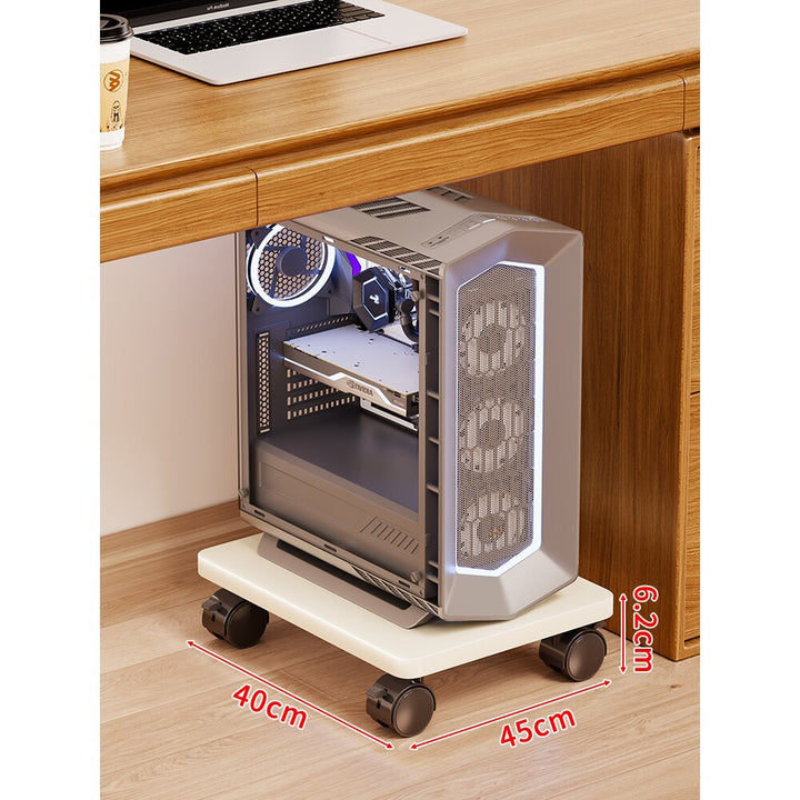 Mobile Under-Desk PC Case Pedestal with Low-Profile Ventilated Platform and Locking Swivel Wheels