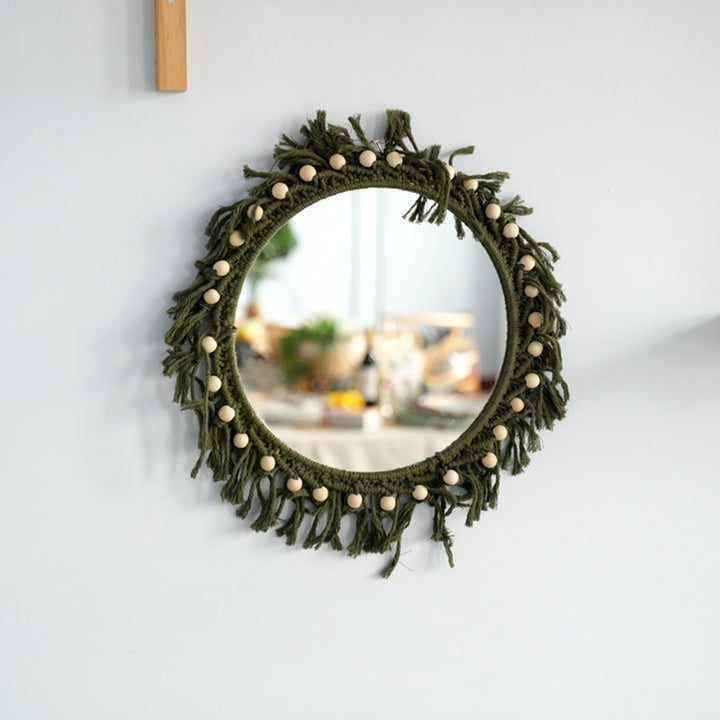 Beef mirror with macrame frame