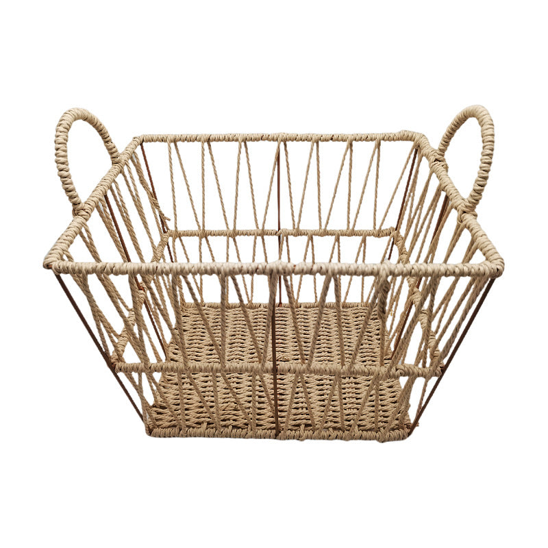 Elegant bathroom storage basket made of natural material