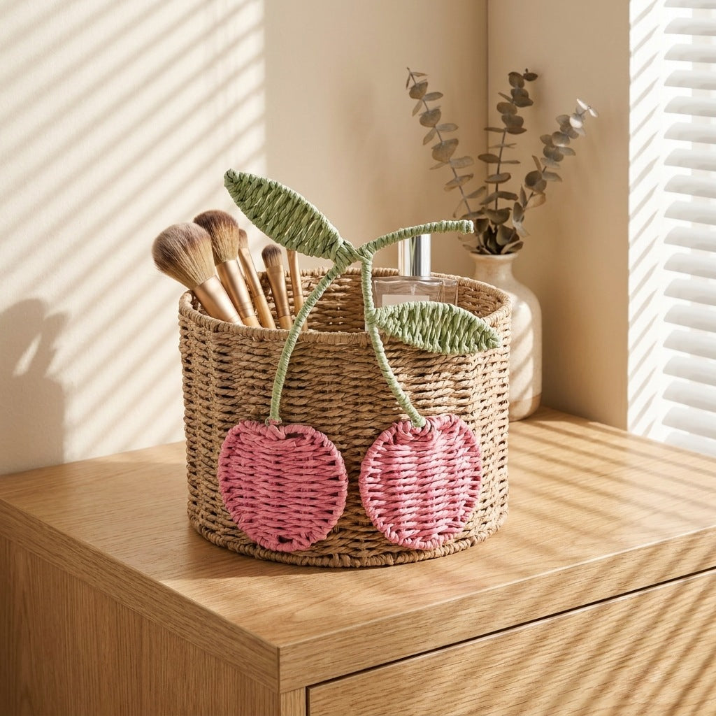 Playful storage basket with fruit design