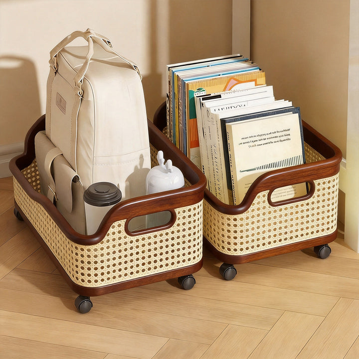 Mesh Rolling Storage Basket with Locking Swivel Casters and Ventilated Wire Frame