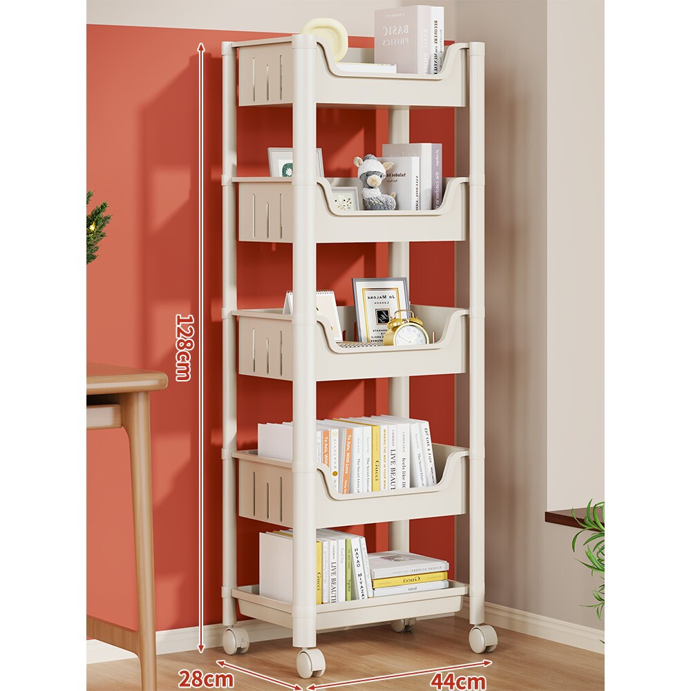 Multi-Tier Mobile Rolling Plastic Storage Organizer Cart with Deep Removable Bins