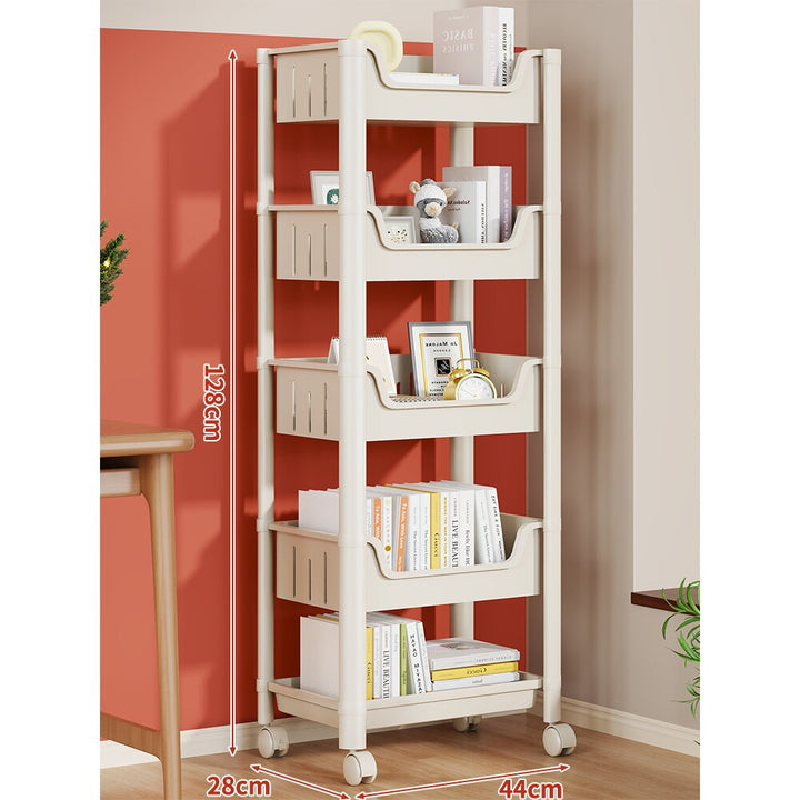 Multi-Tier Mobile Rolling Plastic Storage Organizer Cart with Deep Removable Bins