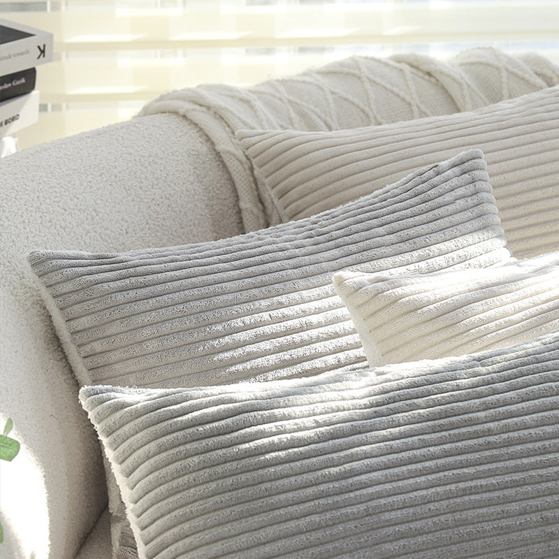 Rectangular velvet cushion cover with fine cord structure and concealed zipper