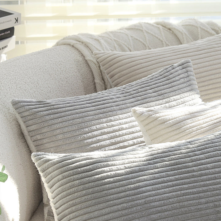 Rectangular velvet cushion cover with fine cord structure and concealed zipper