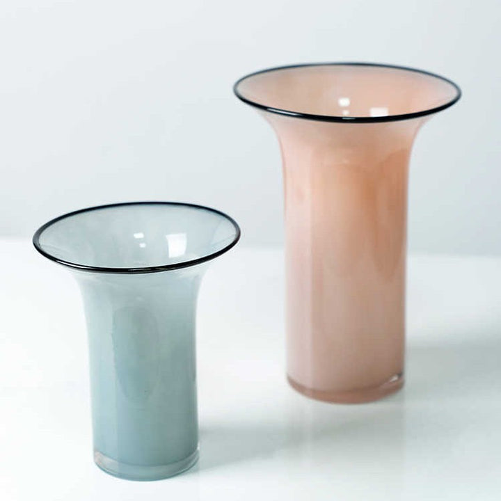 Hand-Blown Trumpet-Shaped Tall Tabletop Vase with Flared Lip