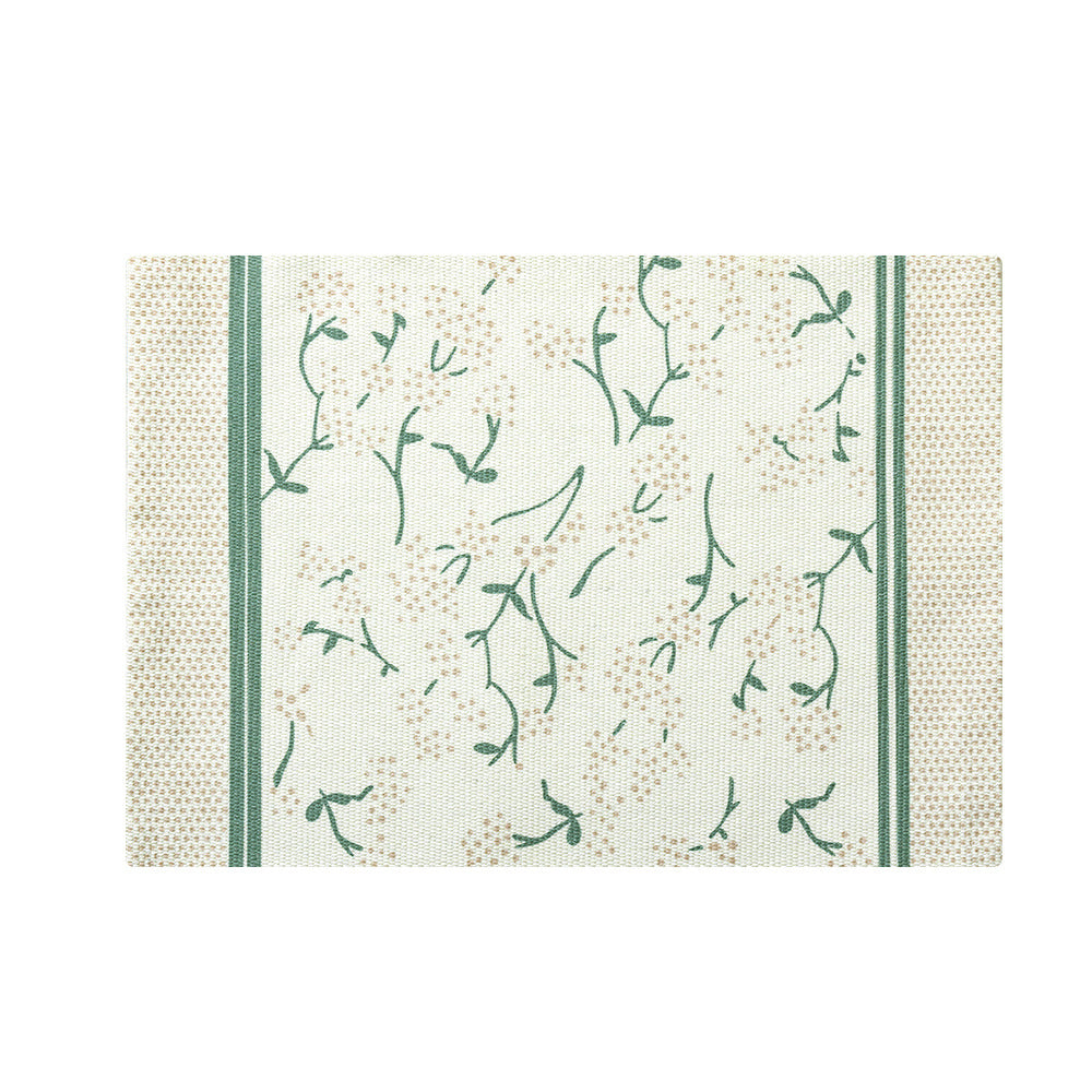 Floral woven bath mat with jacquard structure, absorbent cotton surface and non-slip underside