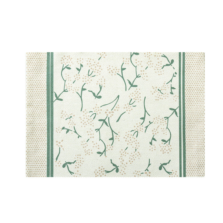 Floral woven bath mat with jacquard structure, absorbent cotton surface and non-slip underside