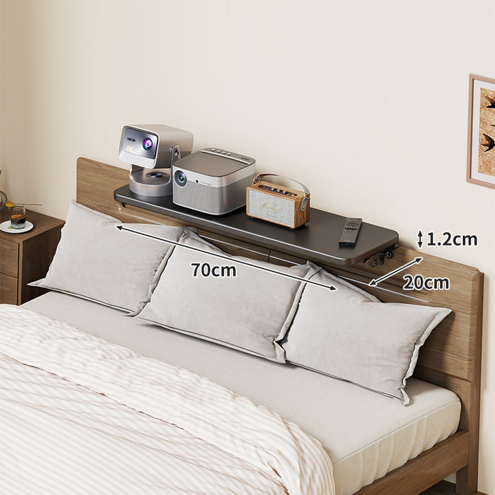 Wall-Mounted Slim Floating Headboard Shelf with Rounded Corners and Concealed Brackets