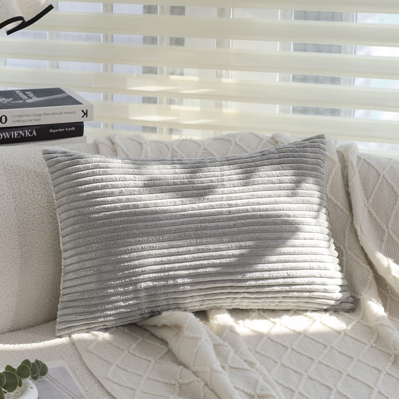 Rectangular velvet cushion cover with fine cord structure and concealed zipper