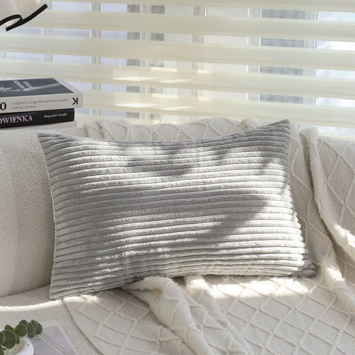 Rectangular velvet cushion cover with fine cord structure and concealed zipper