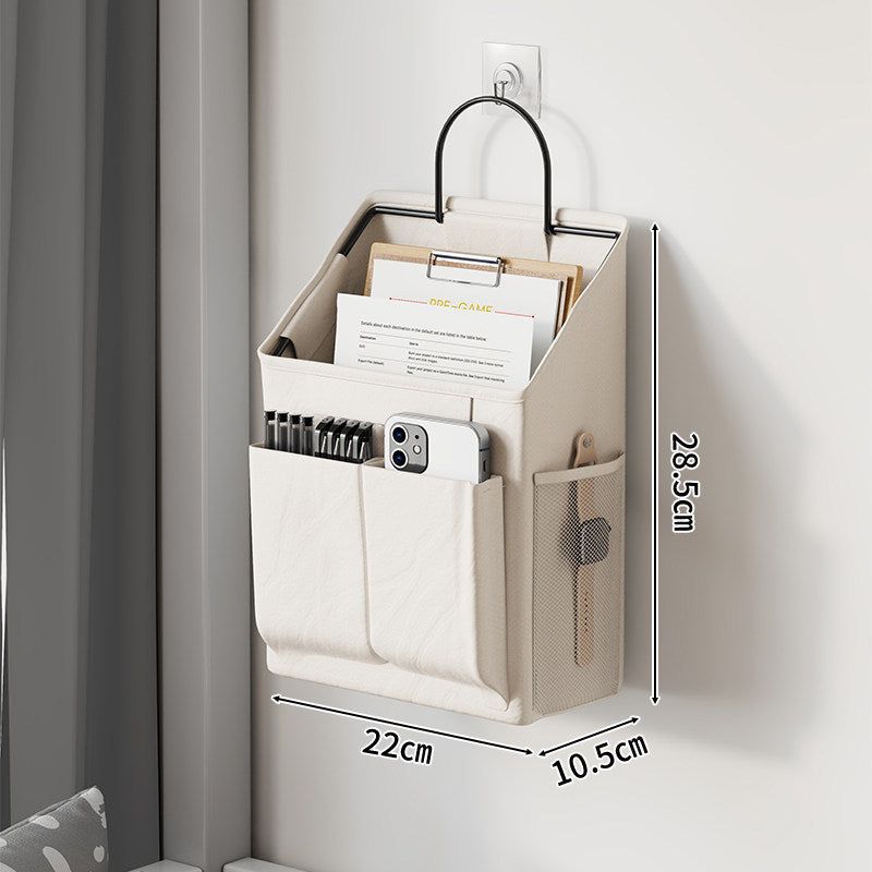 Wall-Mounted Hanging Fabric Storage Bin Organizer with Mesh Side Pocket