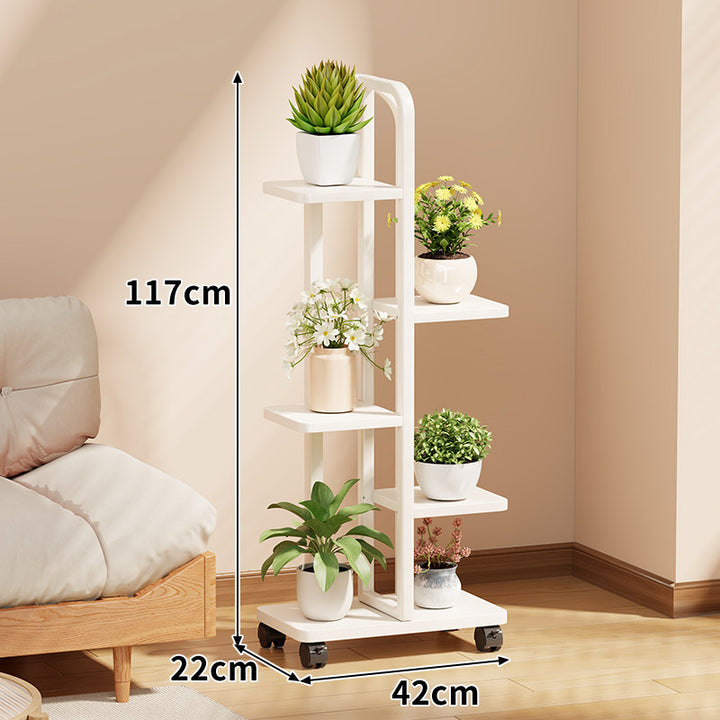 Rolling Vertical Plant Display Shelf with Arch Handle