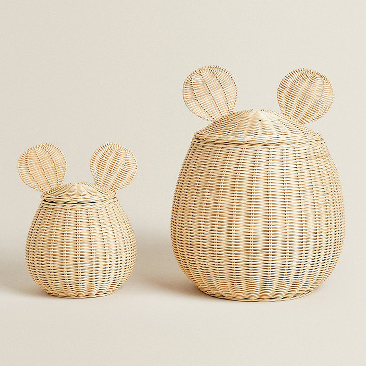 Playful storage basket with animal ears