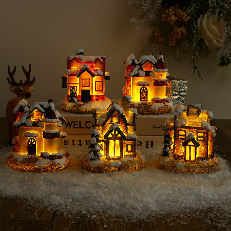 Illuminated Christmas village made of ceramic