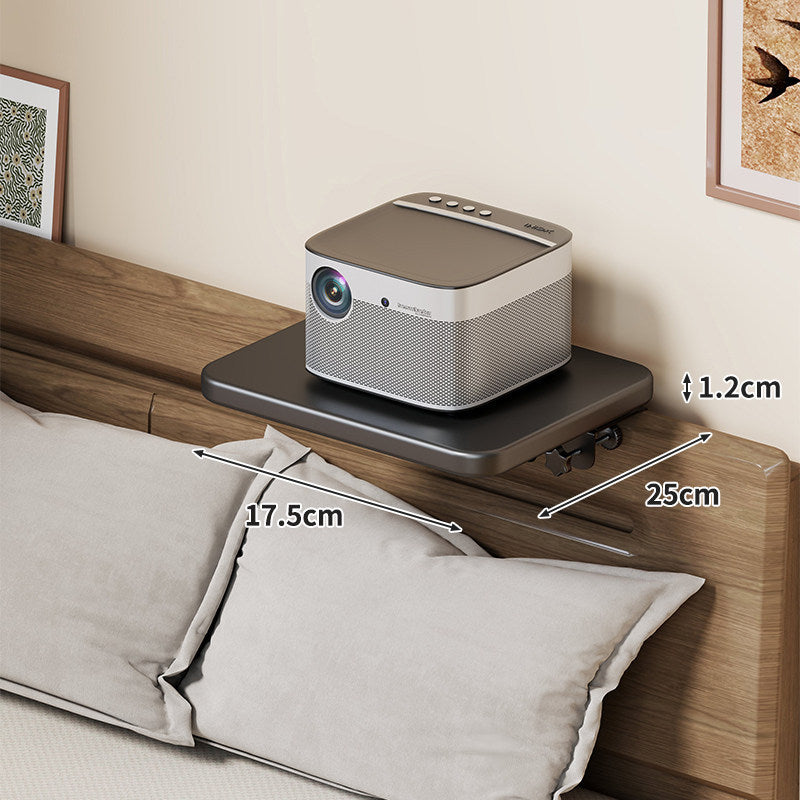 Headboard-Mounted Floating Bedside Shelf for Projectors and Devices