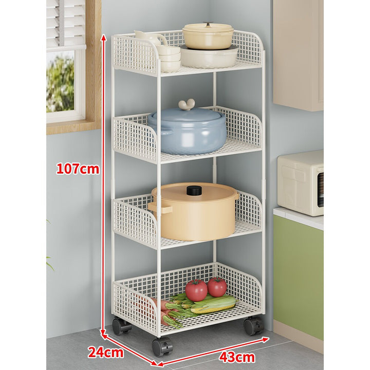 Rolling Mesh Kitchen Pantry Cart with Deep Lattice Baskets