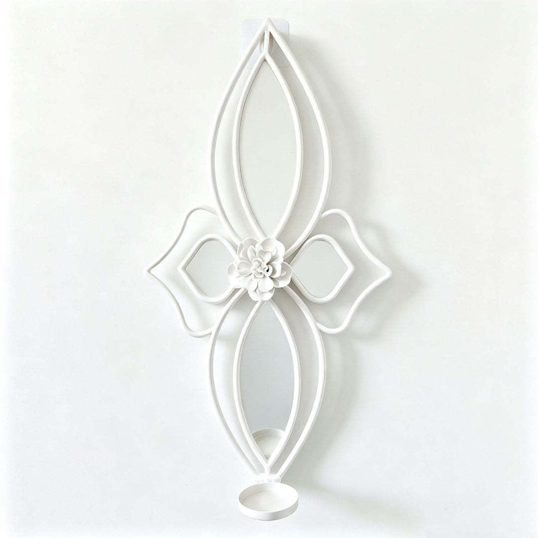 Elegant Floral Wall Mirror with Decorative Metal Design