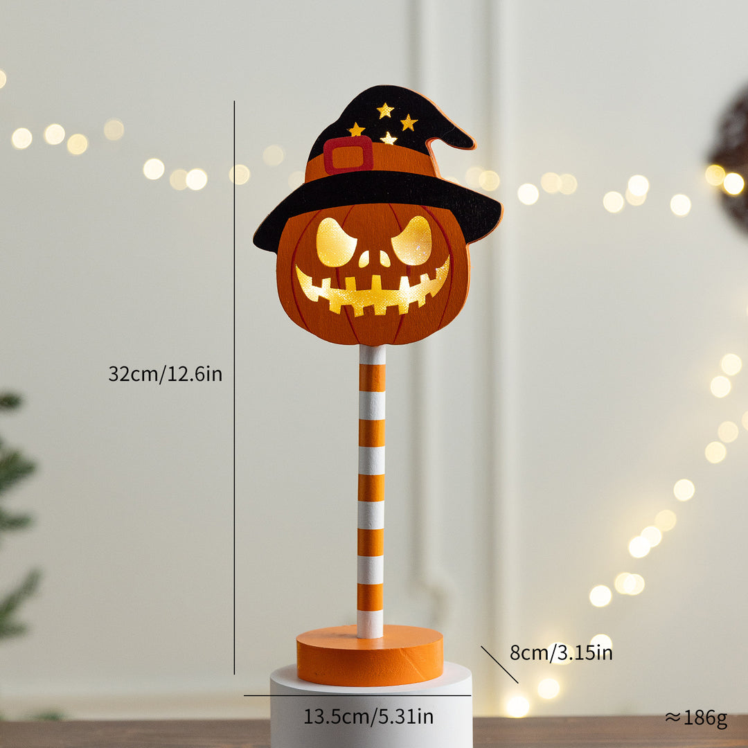 Day of the Dead LED Sugar Skull Table Accent Lamp on Striped Pole
