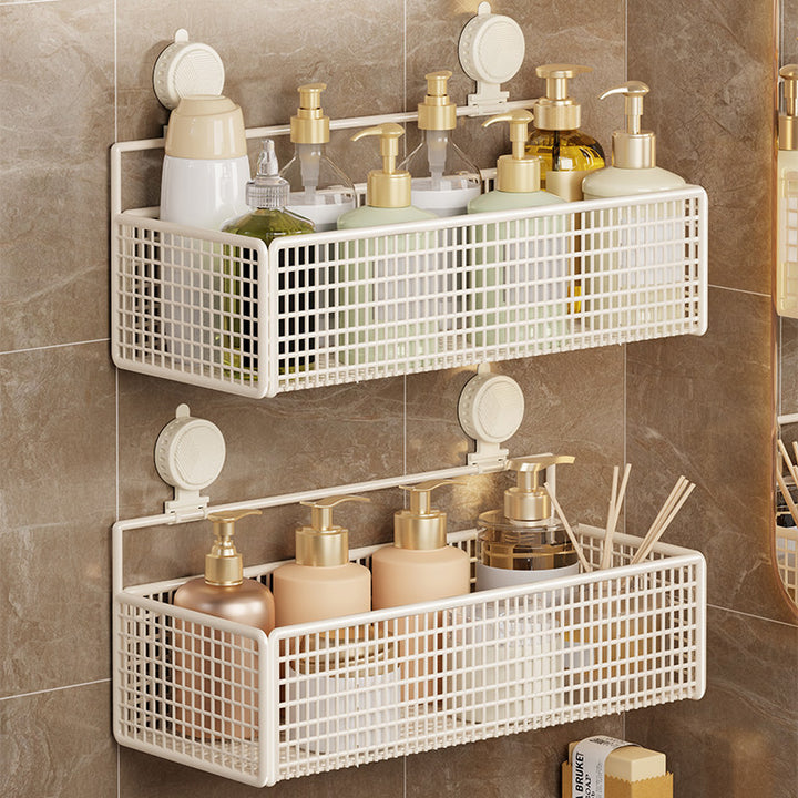 Suction-Mounted Double Mesh Shower Caddy Organizer