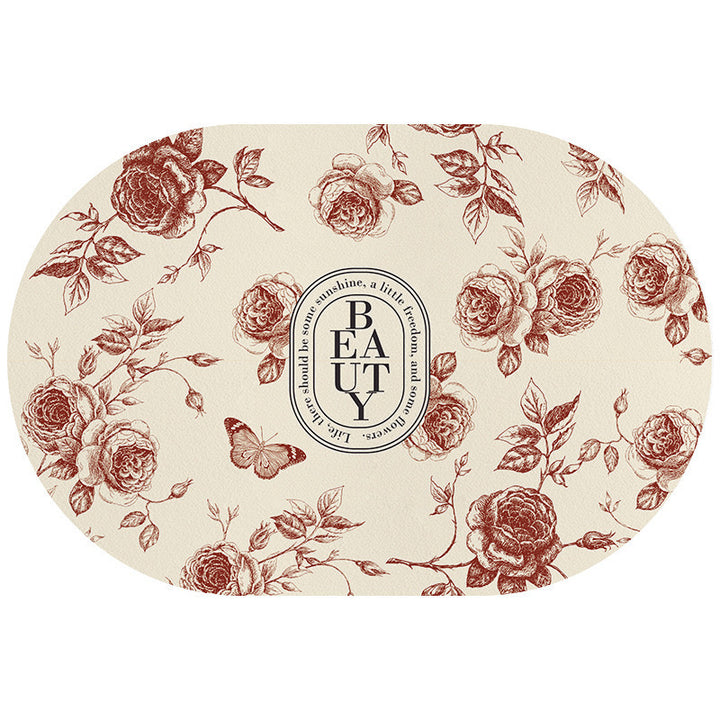 Botanical Print Bathroom Mat for Home