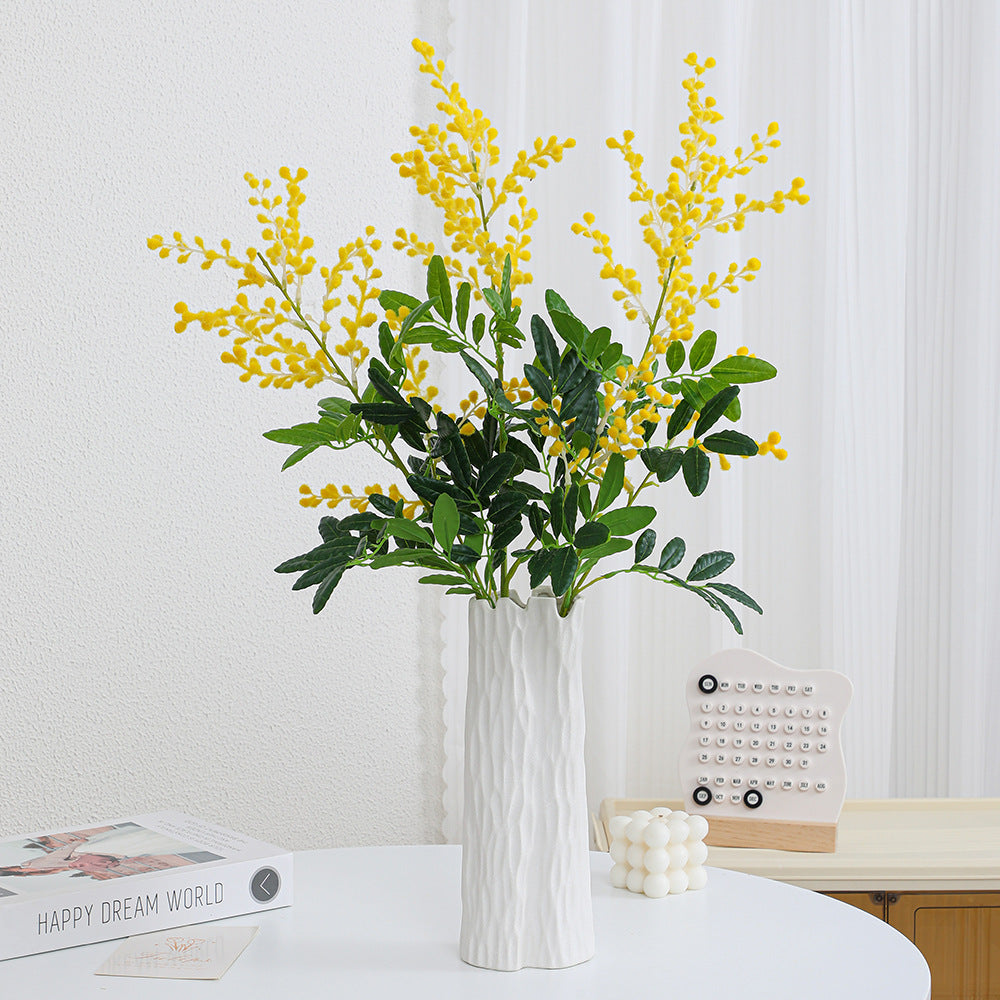 Artificial mimosa branch with detailed flowers and leaves