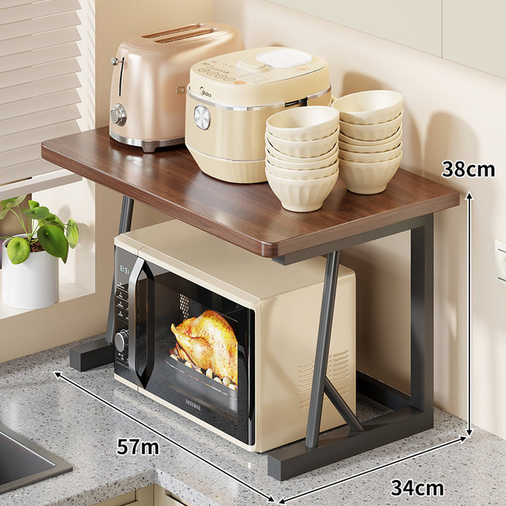 Compact Two-Tier Kitchen Microwave and Appliance Stand with Heat-Resistant Top and Open Lower Storage