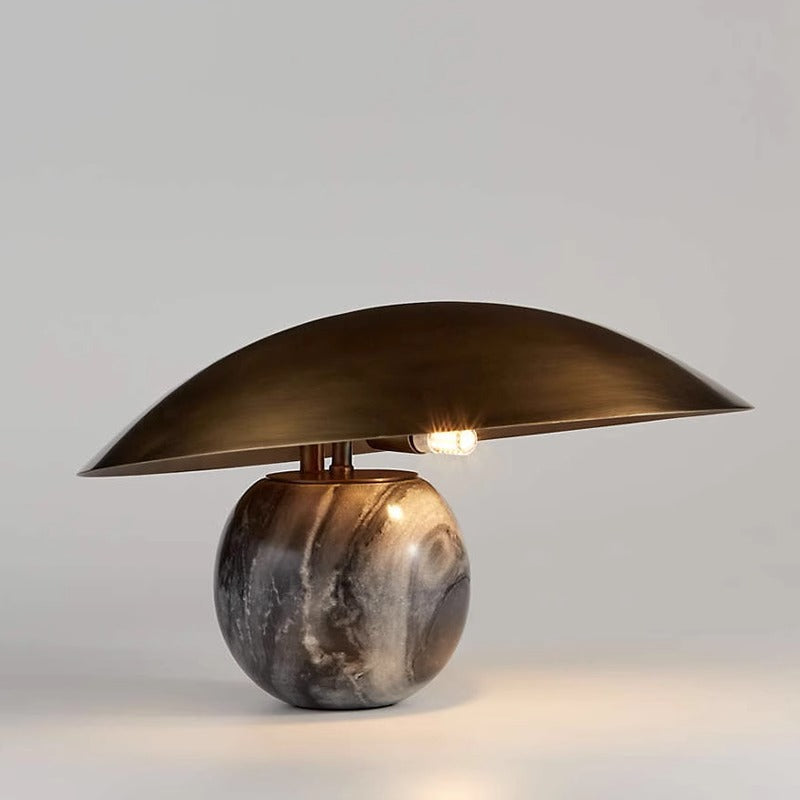 Contemporary marble and brass table lamp
