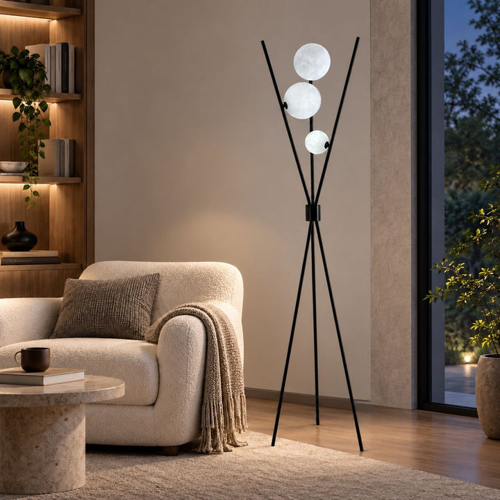 Modern floor lamp with tripod