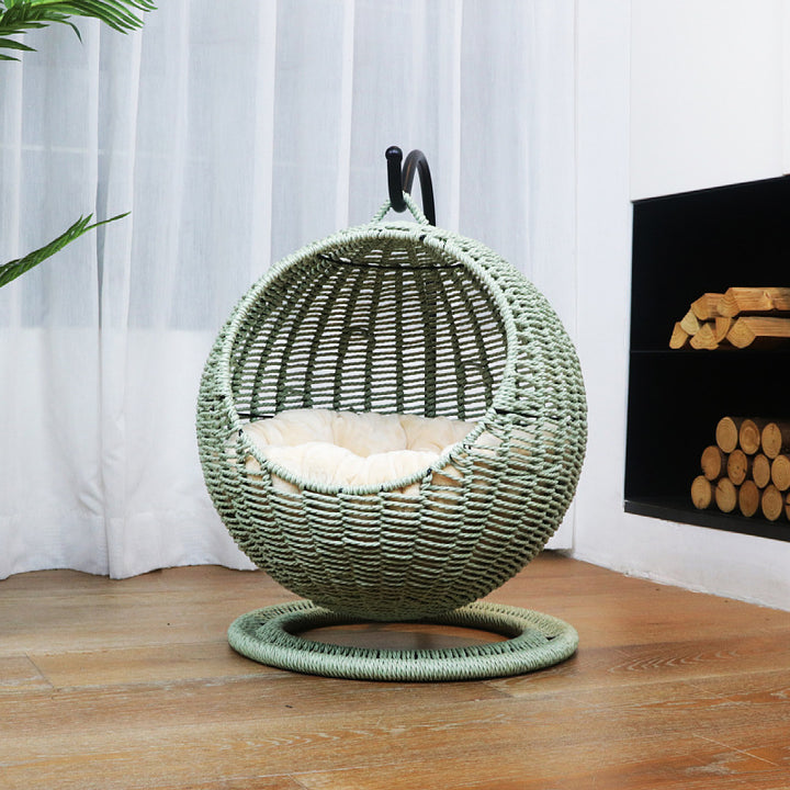 Comfortable hanging chair made of rattan