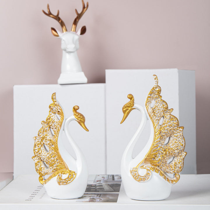 Elegant Ceramic Swan Figurines