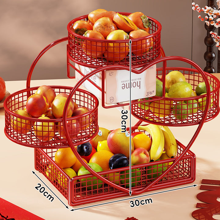 Heart Shaped Three Tier Metal Fruit Basket Organizer