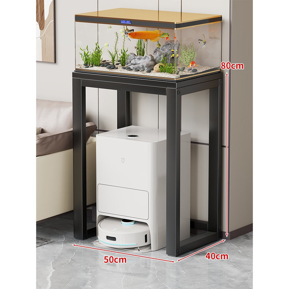 Modern Metal Frame Aquarium Console Table with Integrated LED Hood