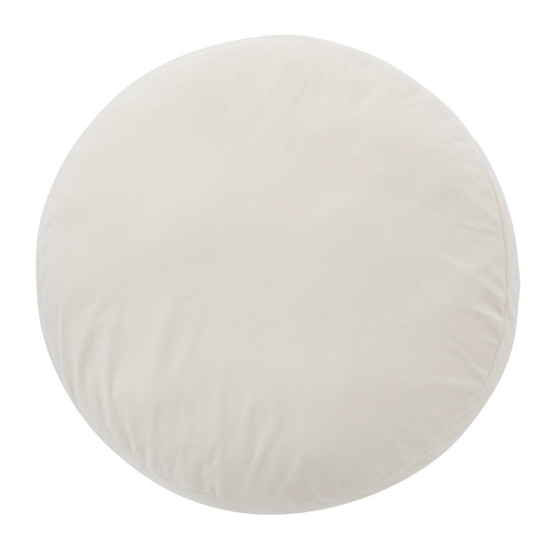Round seat pouf with soft velvet cover, removable zipper, and shape-stable filling