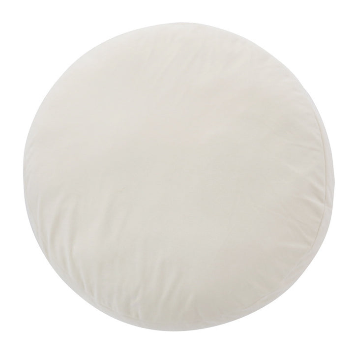 Round seat pouf with soft velvet cover, removable zipper, and shape-stable filling