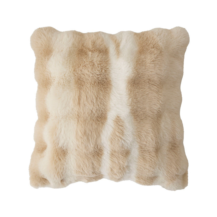 Square decorative cushion made of soft faux fur with inner cushion