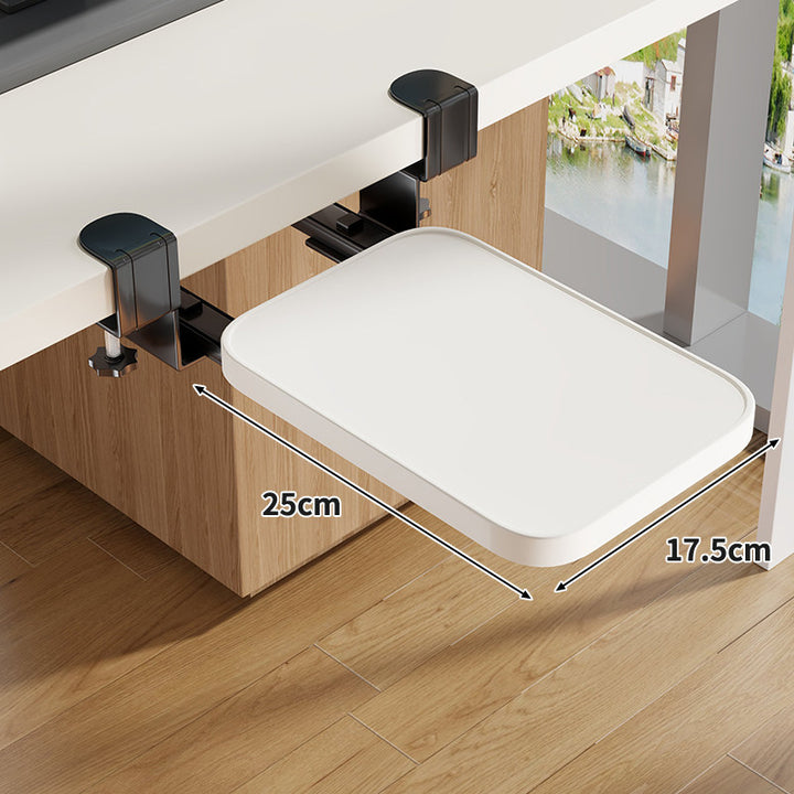 Under-Desk Slide-Out Keyboard Tray Clamp Mount with Ergonomic Wooden Platform
