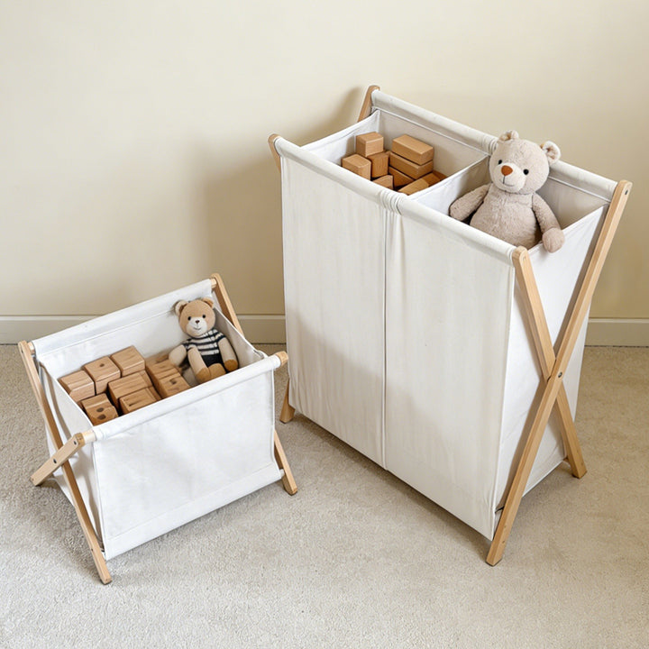 Modern laundry basket with folding frame