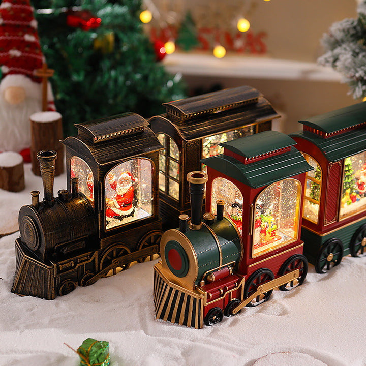 Nostalgic Christmas Train Lantern with Moving Santa