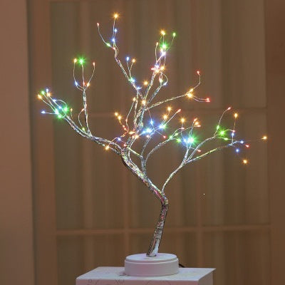 Star-decorated LED branch table lamp with warm micro dimmable lights