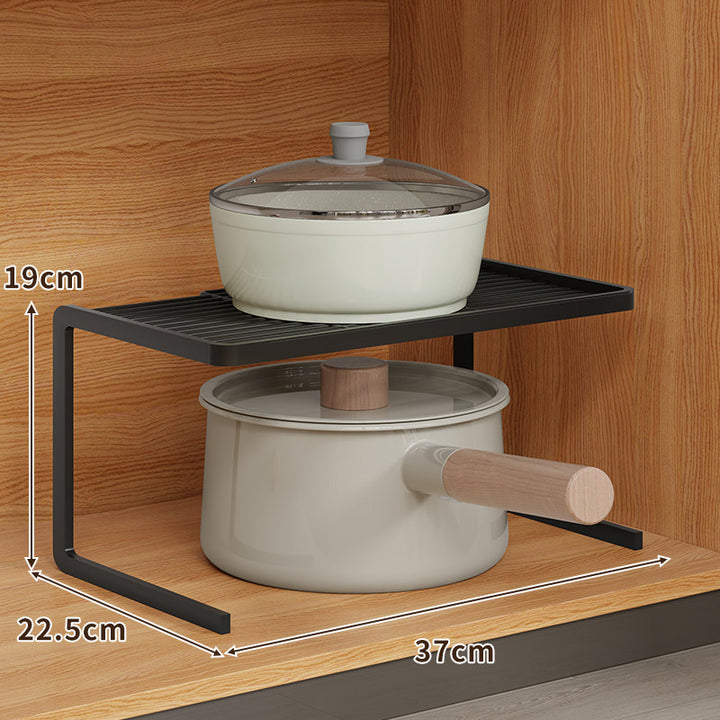 Double-Level Compact Cabinet Pot and Lid Organizer Shelf