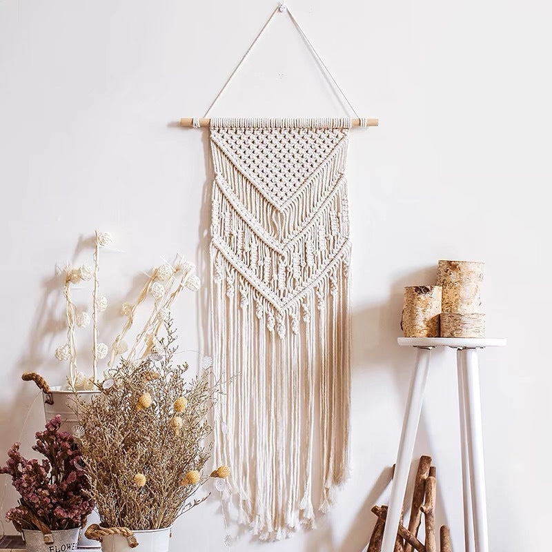 Macrame Wall Tapestry with Detailed Fringe Design