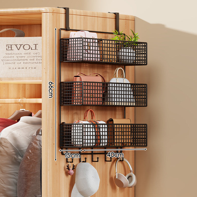 Over-the-Door Multi-Tier Metal Grid Hanging Storage Organizer