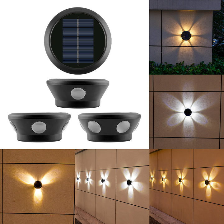 Outdoor Solar Wall Sconce Multi-Beam Decorative LED Accent Light