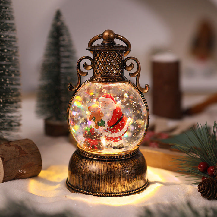 Nostalgic Christmas lantern with movable snowman scene