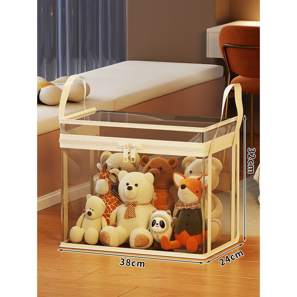 Transparent Zippered Foldable Storage Box with Reinforced Carry Handles