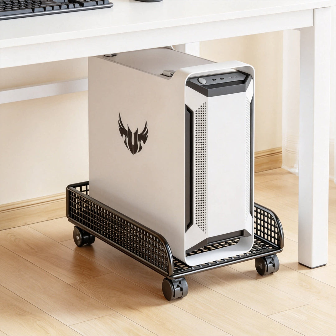 Mobile Adjustable CPU Tower Stand with Locking Swivel Casters