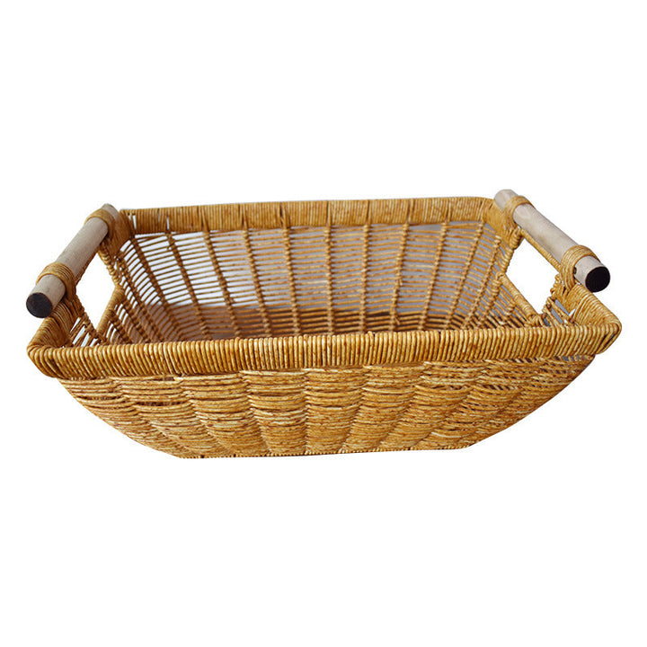 Handcrafted Wicker Storage Basket with Handles